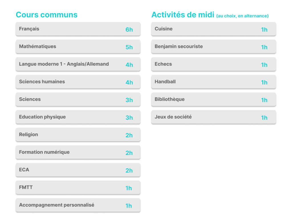 Grille horaire Grille horaire